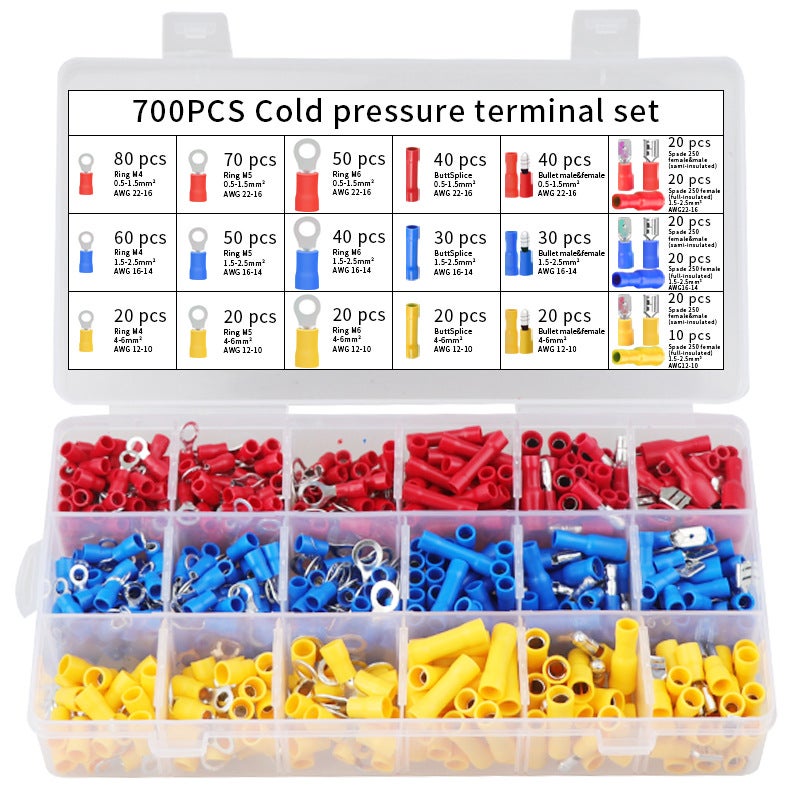 Cross-border hot sale crimping pliers HS-30J + 700PCS cold pressing terminal suit/pre-insulated terminal needle tube terminal pliers HS-30J - Image 4