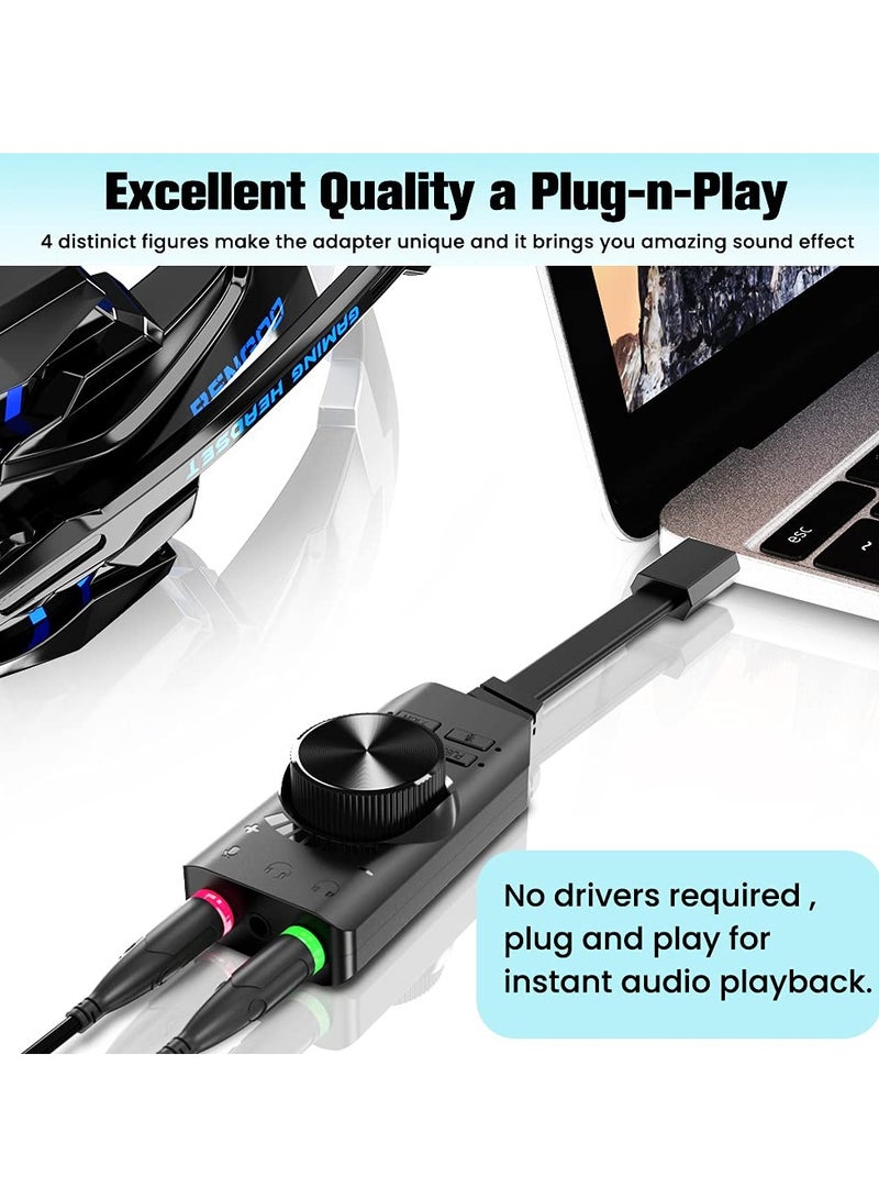 SOLARAE USB Sound Card Adapter External Sound Card USB to Audio Adapter with Volume Control 3.5mm External Audio Converter for Windows and Mac Plug & Play No Drivers Needed - Image 5