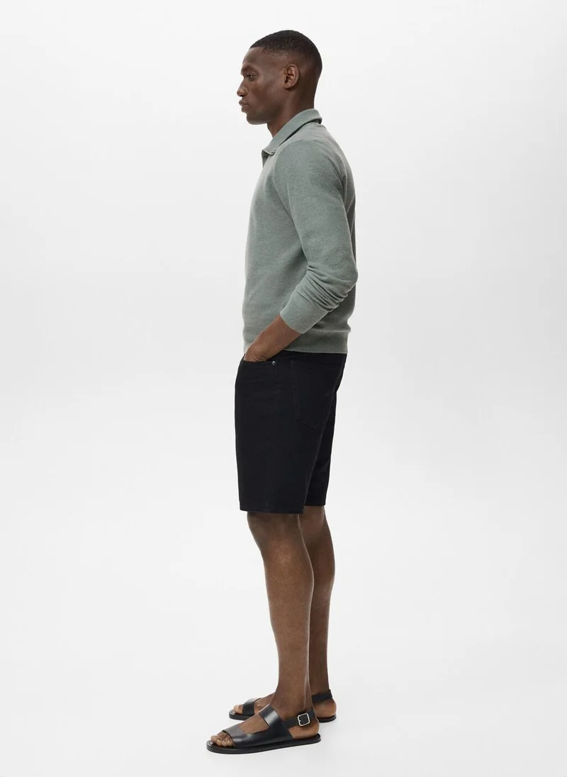 Mango Man Microstructure sweater with zipper collar