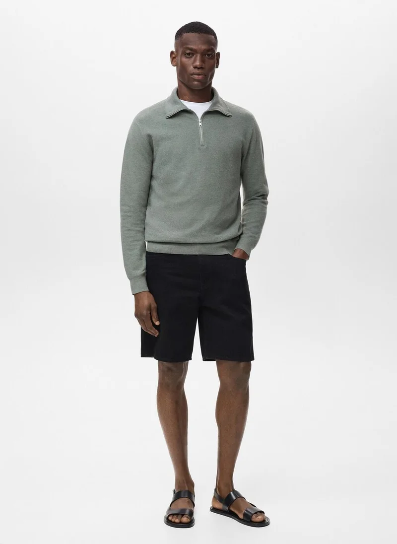 Mango Man Microstructure sweater with zipper collar