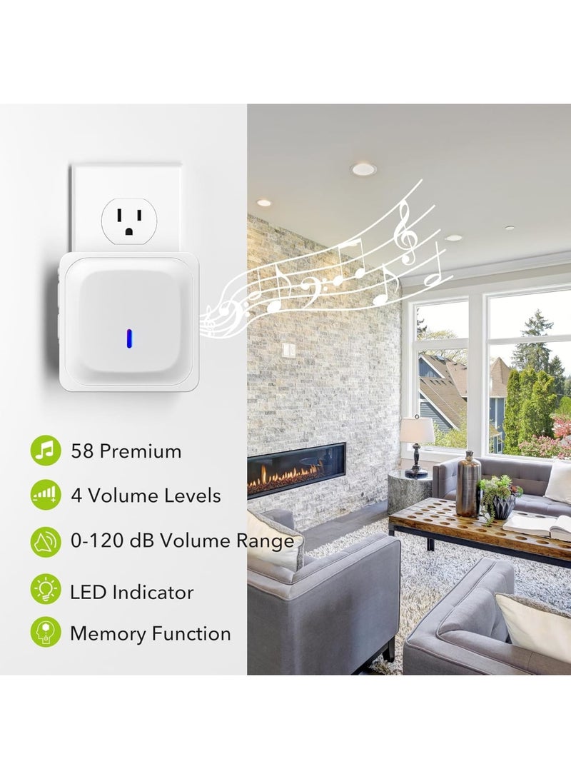 Barakah Wireless Doorbell, Waterproof Door Bell with Easy Installation 1000Ft Range Adjustable Volume 58 Chimes and LED Flash for Homes Offices Classrooms Apartments, White - Image 5