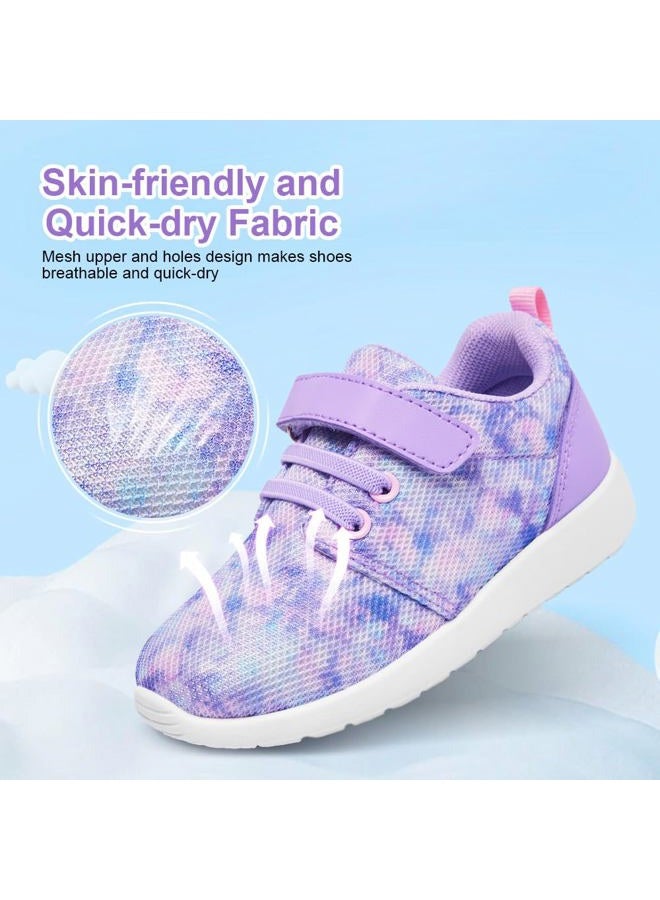 HIITAVE Toddler Girl Tennis Shoes Sneakers for Girls Breathable Sport Running/Walking Shoes Sneakers Tie Dye Purple Size 8 US Toddler - Image 2