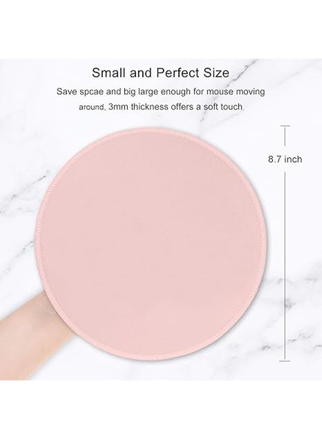 واي جيه وسادة فأرة دائرية، حصيرة فأرة مقاومة للانزلاق ومضادة للماء للمكتب والمنزل والألعاب والعمل (وردي) - Image 2