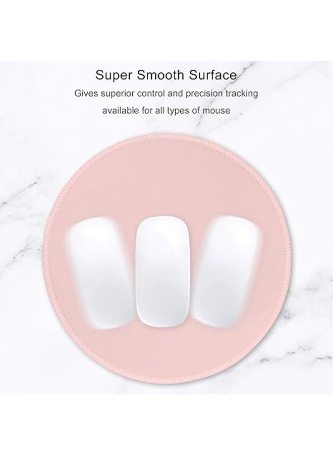 واي جيه وسادة فأرة دائرية، حصيرة فأرة مقاومة للانزلاق ومضادة للماء للمكتب والمنزل والألعاب والعمل (وردي) - Image 5