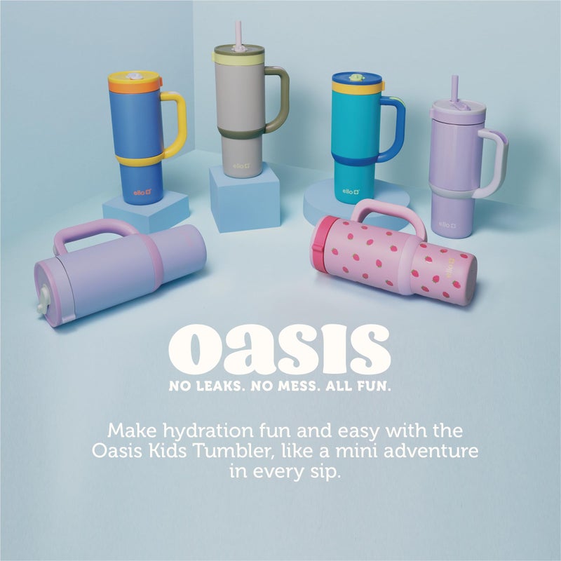 Ello Oasis 18oz Stainless Steel Kids Tumbler with Handle & Retracting Straw, 100% Leakproof, Double-Wall Vacuum Insulated, Kids Water Bottle for School, BPA Free + Dishwasher Safe, Strawberries - Image 5