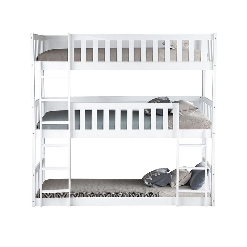DANUBE HOME سرير ثلاثي طابق من الخشب الصلب Derby Climber V2 90x200 | تصميم حديث لإطار سرير أطفال خشبي | سرير مريح (المخدة غير مشمولة) - أبيض - Image 2