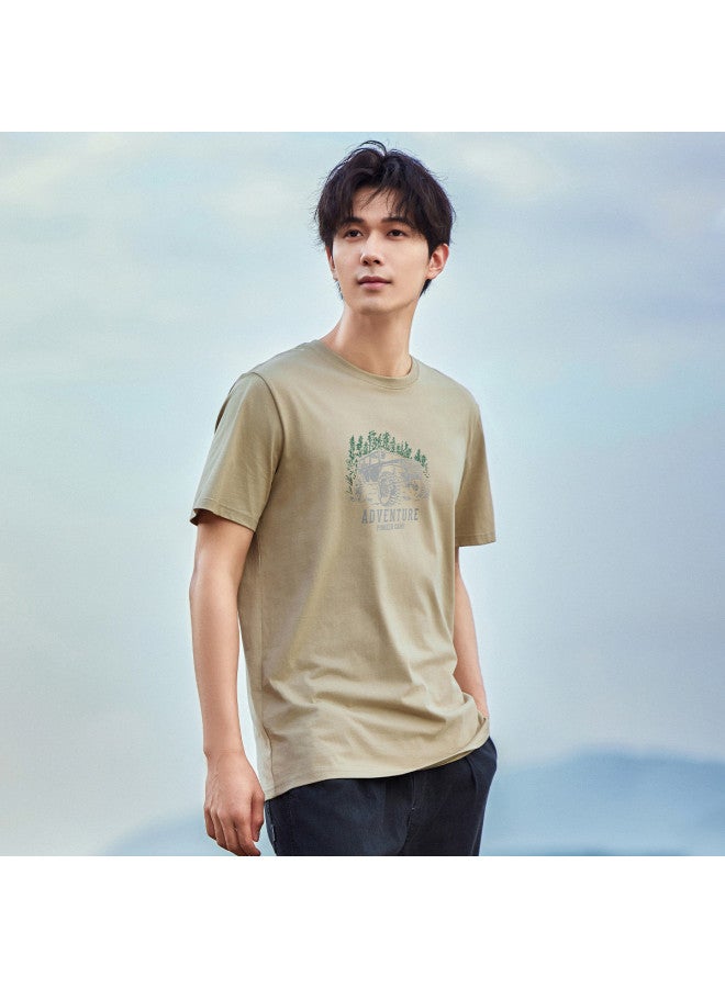 Pure Cotton Outdoor Mountain Style】loose Youth Minimalist Short Sleeve Top Sporty Casual Round Neck T-shirt - Image 4