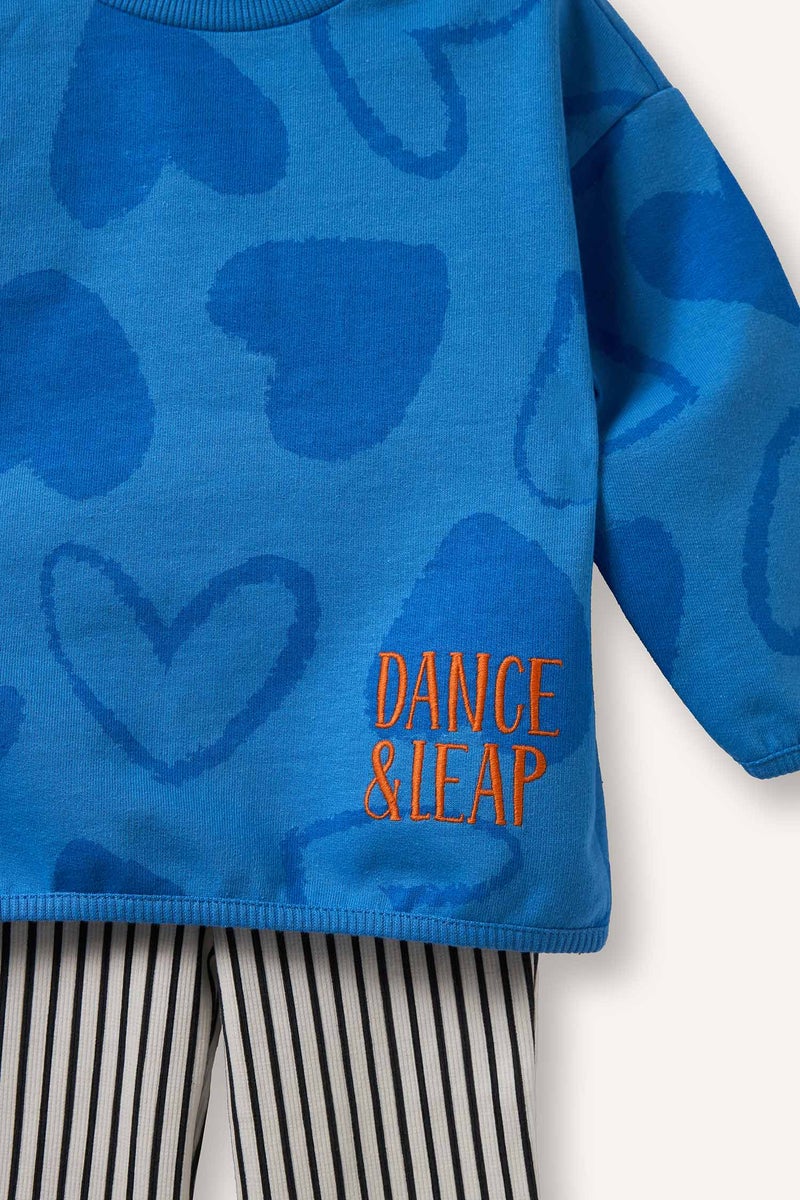 DeFacto Blue BabyGirl 2 piece Relax Fit Floral Set Casual - Image 3