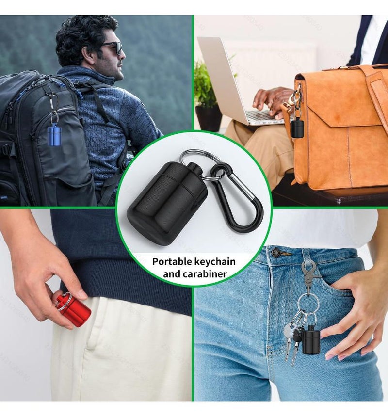 Blue Portable 2 Piece Metal Pill Case with Carabiner Moisture Proof Store - Image 2