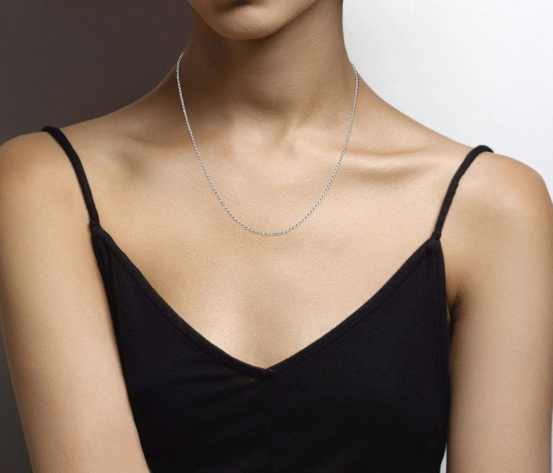 Miabella Solid 925 Sterling Silver Italian 2mm, 3mm Diamond-Cut Braided Rope Chain Necklace for Men Women Made in Italy (2mm, Length 20 Inches) - Image 4