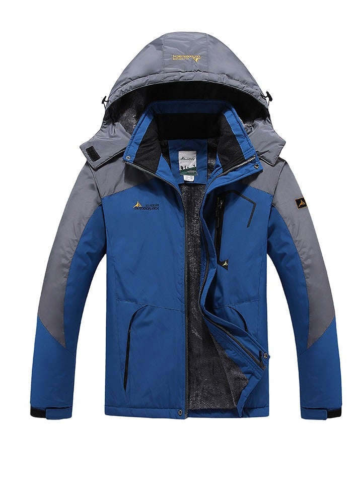 Loquat Men's Thicken Ski Jacket Warm Winter Waterproof Windbreaker Hooded Snowboarding Coat Blue/Grey 