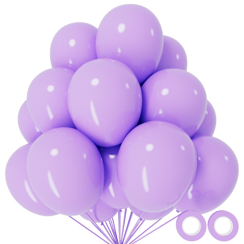 KUULBELA 110pcs Pastel Purple Balloon 12 Inch Pastel Purple Latex Balloons for Birthday Party Baby Shower Weddingwith 2 Ribbons - Image 3