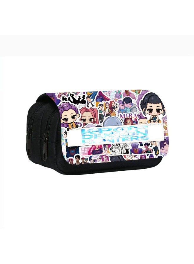 general Kpop Demon Hunters Printed Double Layer Pencil Case Student Pencil Stationery Bag meets daily stationery storage needs - Image 1