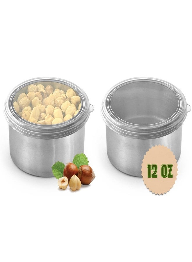 TAVVA 2 X 12oz Stainless Steel Containers with Lids - Leakproof w/Silicone Lids - BPA Free - Dishwasher & Freezer Safe - Portable & Reusable - Stainless Steel Storage Food Snack Containers - Image 1