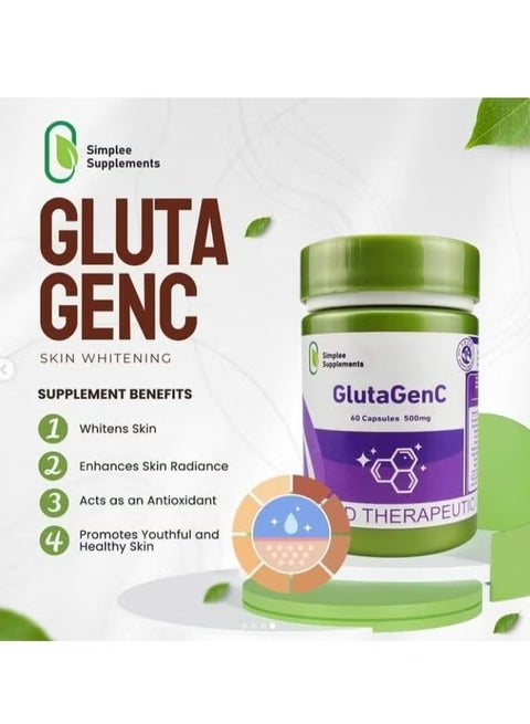 gluta c glutathione pills Simplee Supplements GlutaGenC by Simplee Supplements | 500mg Glutathione +  Vitamin C | 60 Skin Support Capsules for Daily Wellness | Best Price Oman
