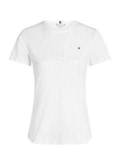 TOMMY HILFIGER Women's 1985 Collection Textured Stripe Slim T-Shirt -  Pure organic slub cotton, White  - Image 2