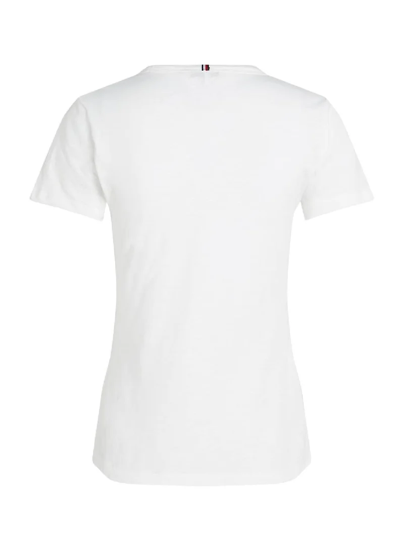 TOMMY HILFIGER Women's 1985 Collection Textured Stripe Slim T-Shirt -  Pure organic slub cotton, White