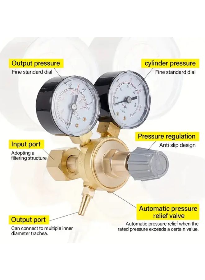 1pc Heavy Duty Gas CO2 Pressure Regulator Dual Gauge Panel Adjustable Control Valve - Image 5