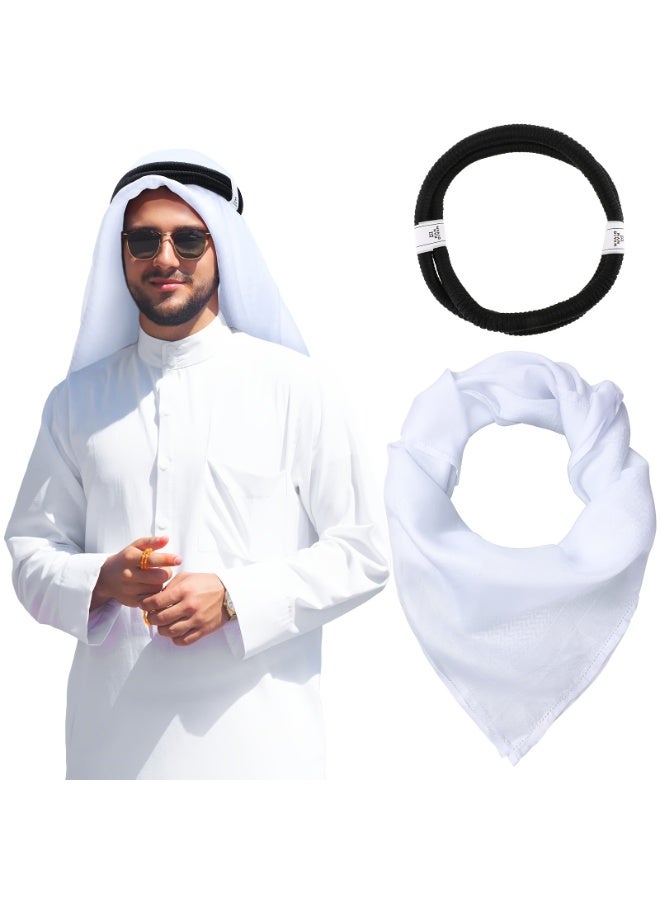 OMEVE Arab Head Scarf with Lgal Aqel Rope 2 Piece Mens Middle East Desert Shemagh Wrap Arab Costume - Image 1