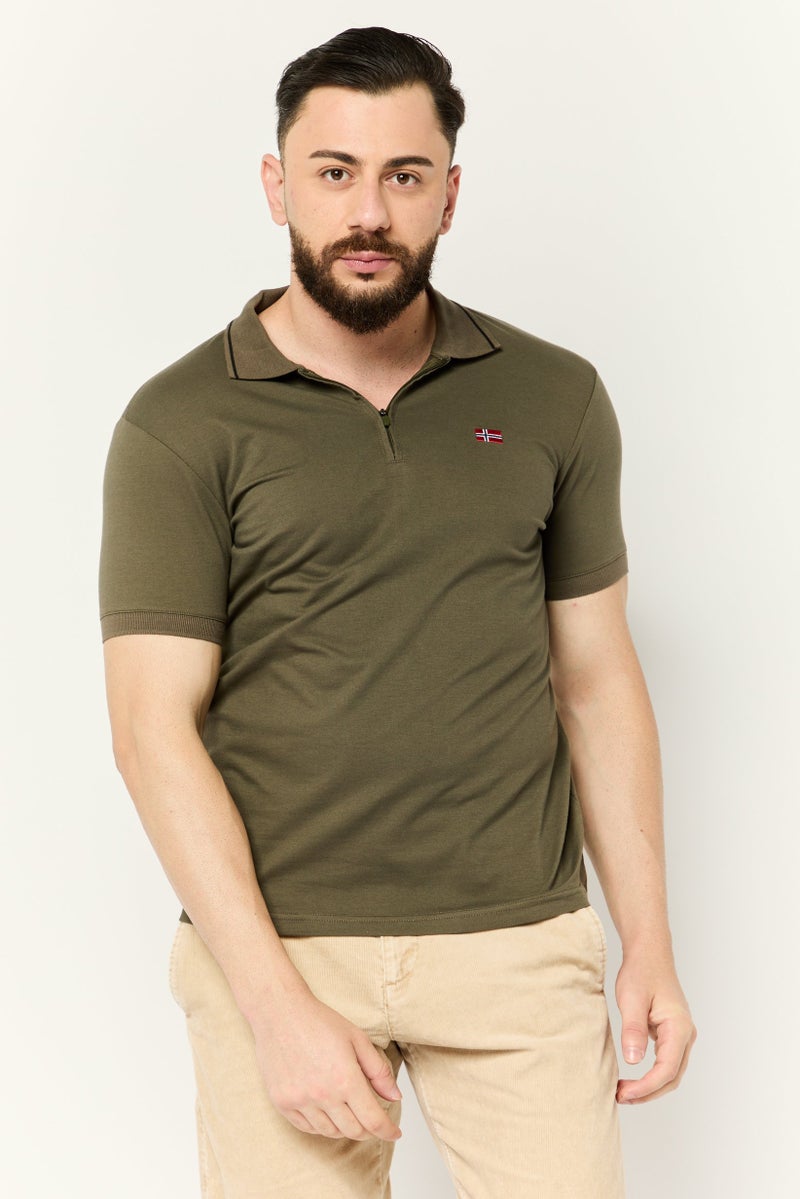 Nordland Men Regular Fit Embroidered Logo Short Sleeve Polo, Olive - Image 1