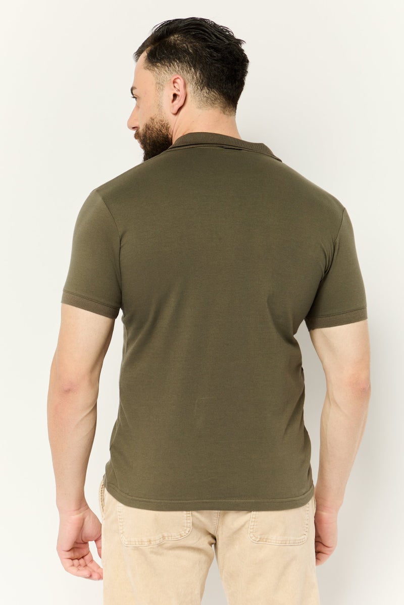 Nordland Men Regular Fit Embroidered Logo Short Sleeve Polo, Olive - Image 3