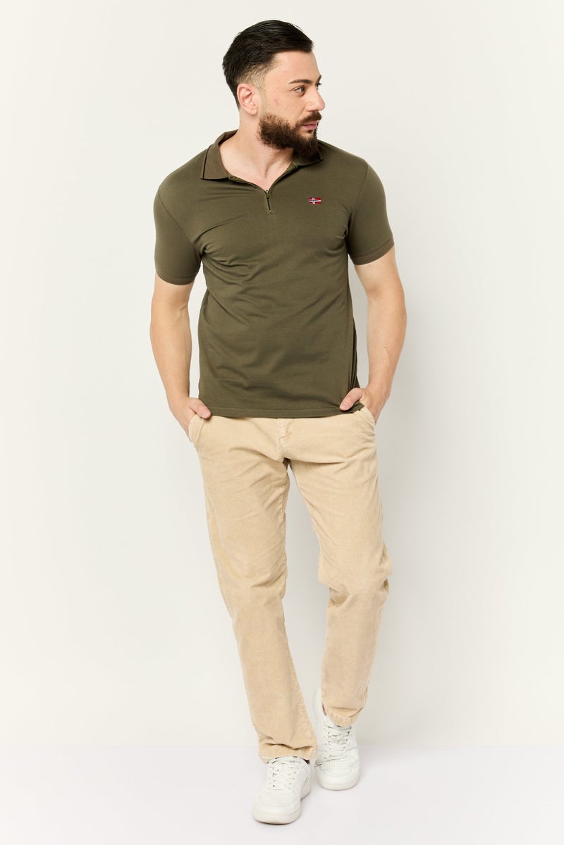 Nordland Men Regular Fit Embroidered Logo Short Sleeve Polo, Olive - Image 4