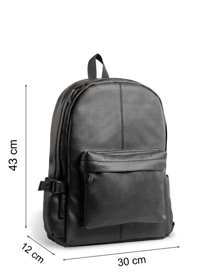 Ar supply Ar Leather Backpack by Arij Bags | Backpack for Daily Use, Work and University, Large Main Compartment, Laptop Pocket, Multiple Outer Pockets (43 × 30 × 12 cm) (Black) - Image 5