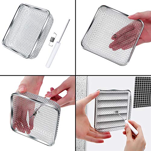 TOODOO 2 Pieces Flying Insect Screen RV Furnace Vent Cover (4.5 x 4.5 Inch)(8.5 x 6 Inch) Stainless Steel Mesh with Installation Tool - Image 4