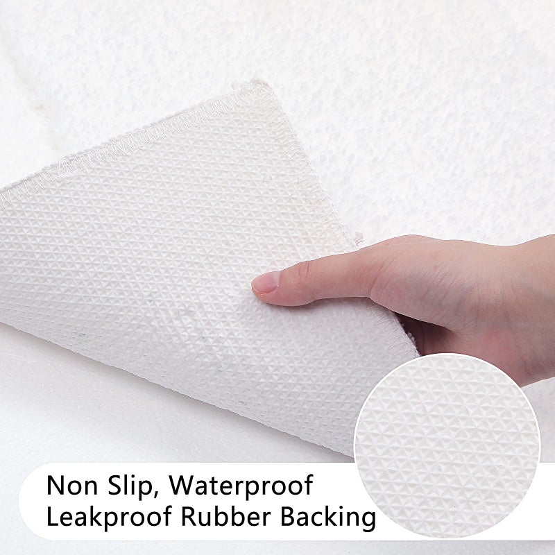 SHACOS White Bathroom Rugs Sets of 2 Pieces 32x20 inch, Super Soft Fluffy Bath Mats for Bathroom, Non Slip Washable Bath Rugs for Shower Tub Vanity Sink - Image 3
