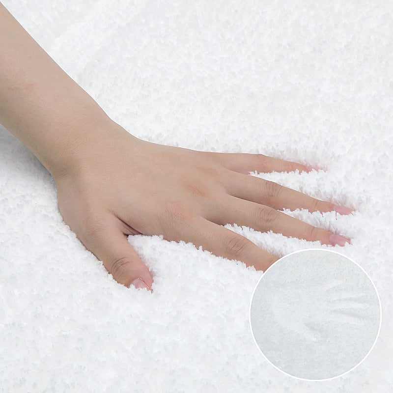 SHACOS White Bathroom Rugs Sets of 2 Pieces 32x20 inch, Super Soft Fluffy Bath Mats for Bathroom, Non Slip Washable Bath Rugs for Shower Tub Vanity Sink - Image 2