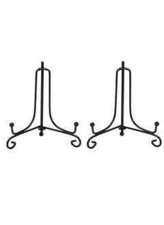2 Pack Iron Display Stand Black Iron Easel Plate Display Photo Holder Stand Displays Picture Frames Decorative Plates Tablets and Art 4 Inch
