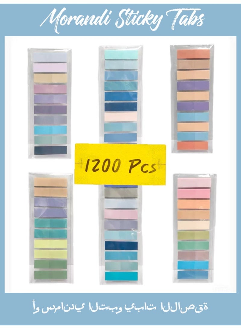 Fanski 1200Pcs Morandi Sticky Tabs - Transparent Writable Annotation Flags, Clear Index Stickers for Books & Office Supplies | Noom Top Rated - Image 1