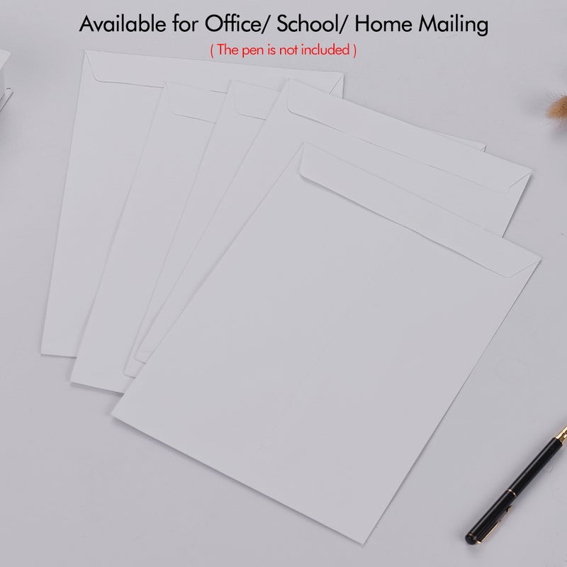 32.2 * 23cm / 12.7 * 9in Kraft Paper Envelopes Peel & Seal for Office School Home Mailing White 50 Count - Image 5