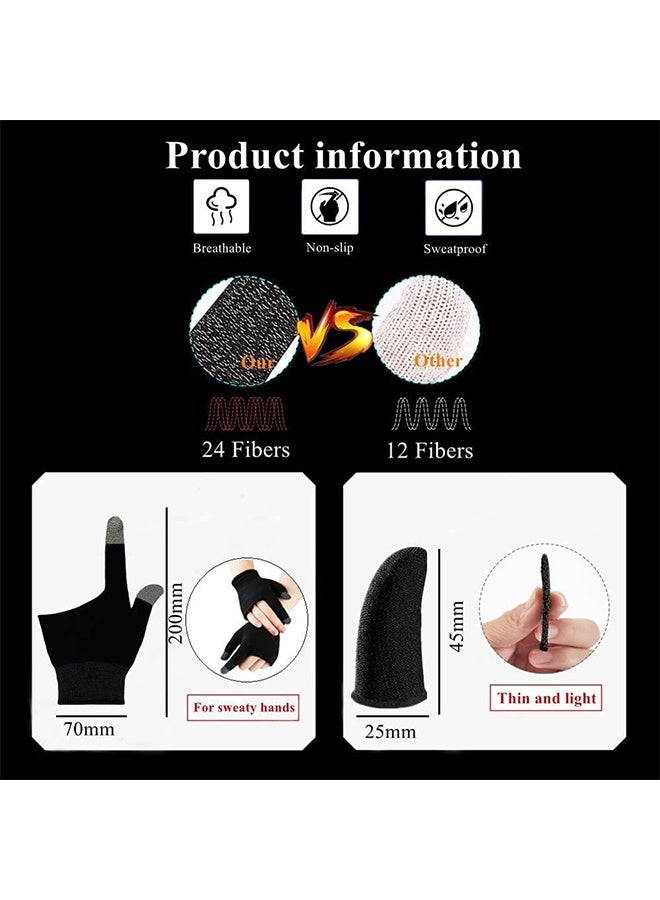 Gaming Gloves for Sweaty Hands, Ultra-Thin Breathable Touchscreen Game Gloves with Thumb Finger Sleeves for iPad Tablet/Mobile Phone - Image 2