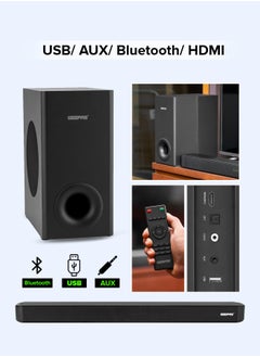 GEEPAS Wireless Sound Bar USB/ AUX/ Bluetooth/ HDMI | Sound Bar System With Wireless Subwoofer, Connect to TV, Mobile, Laptop And More| With Remote Control and LED Display| 2 Years Warranty  - Image 3