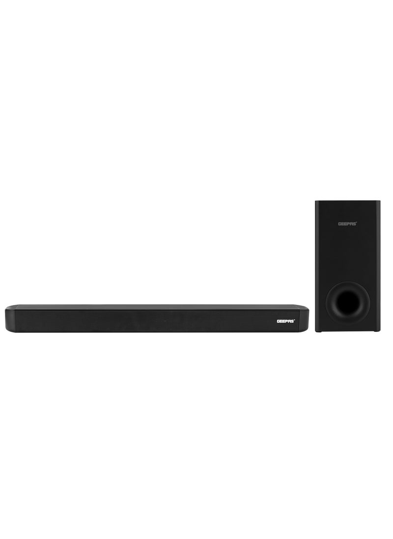 GEEPAS - Wireless Sound Bar USB/ AUX/ Bluetooth/ HDMI | Sound Bar System With Wireless Subwoofer, Connect to TV, Mobile, Laptop And More| With Remote Control and LED Display| 2 Years Warranty - Image 1