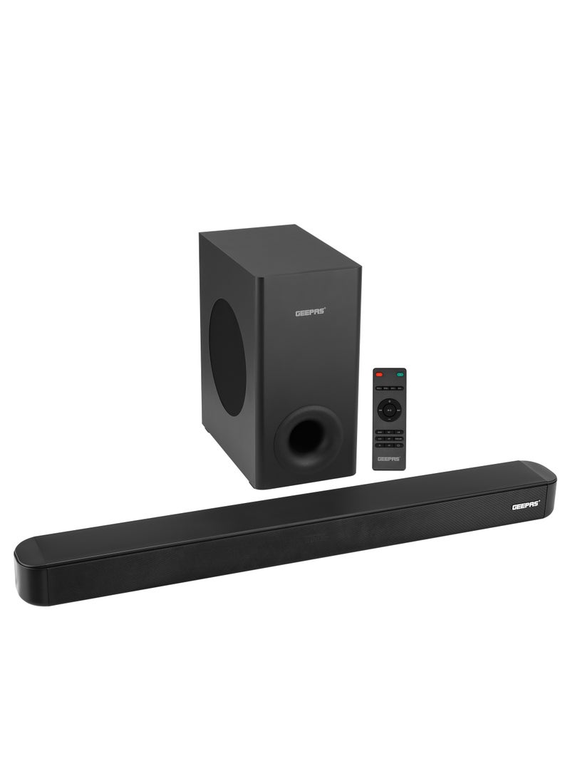 GEEPAS - Wireless Sound Bar USB/ AUX/ Bluetooth/ HDMI | Sound Bar System With Wireless Subwoofer, Connect to TV, Mobile, Laptop And More| With Remote Control and LED Display| 2 Years Warranty - Image 1