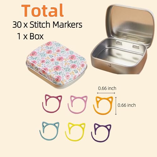 Hilsayum Stitch Markers for Crocheting Cat Stitch Markers with Box Metal Spiral Stitch Markers for Knitting Crochet Stitch Markers Rings Knitting and Crochet Notions (30) - Image 2