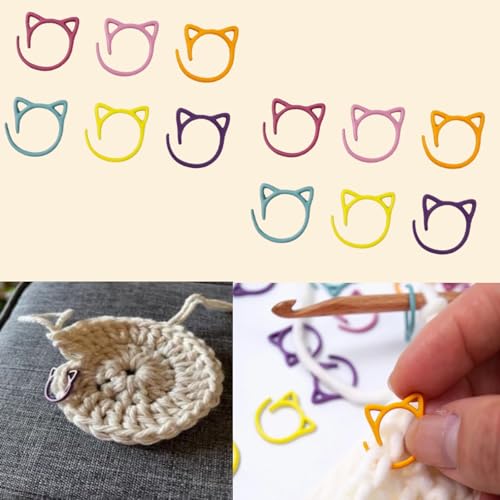 Hilsayum Stitch Markers for Crocheting Cat Stitch Markers with Box Metal Spiral Stitch Markers for Knitting Crochet Stitch Markers Rings Knitting and Crochet Notions (30) - Image 4