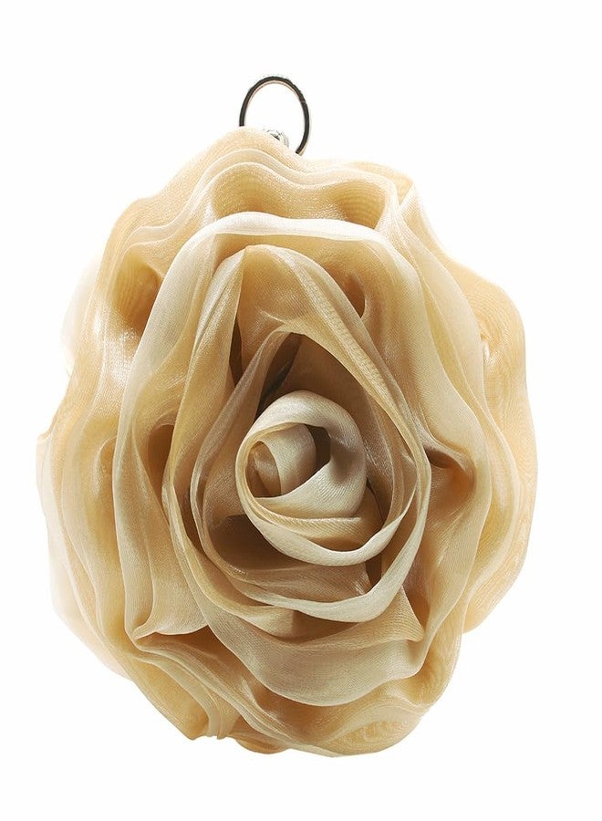 DEBIMY Rose Shaped Evening Bag Soft Satin Clutch Purse Floral Wristlet Handbag for Women Wedding Party Purse, Maroon - Image 1