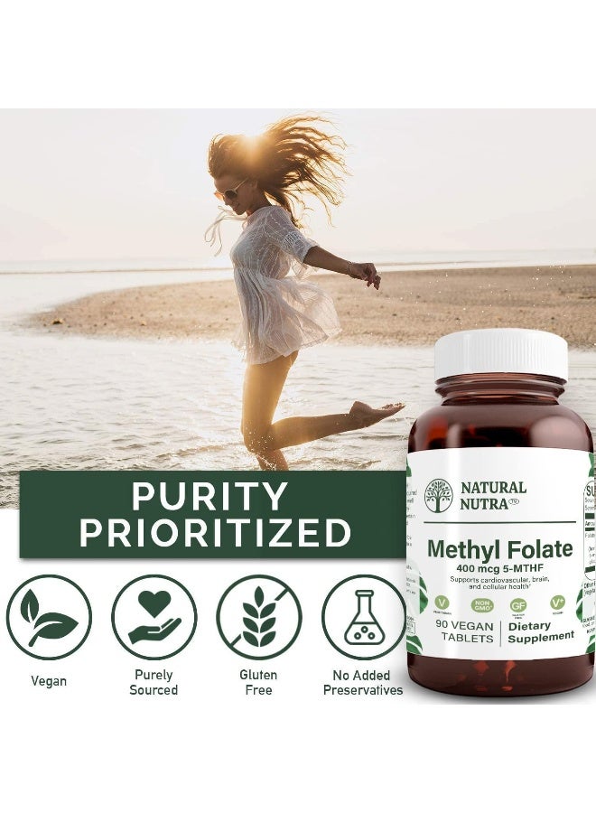 Natural Nutra مكمل ميثيل فولات 90 قرص نباتي للبالغين - Image 4