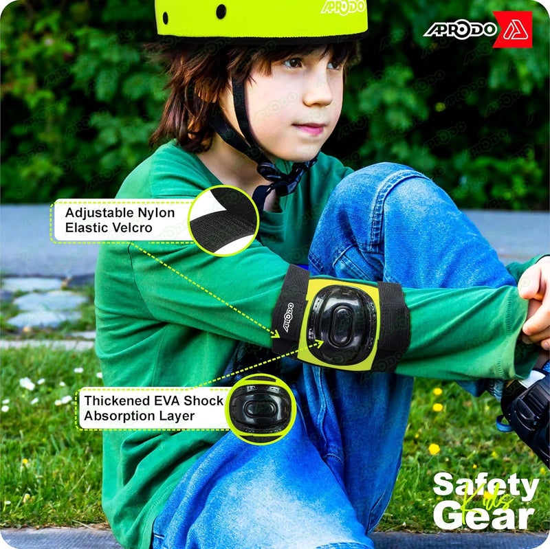 Aprodo Kids Protective Set Guard for Skating, Cycling & Skateboarding, (Suitable for Age Group 5 to 12 Years Old) (Neon Green) - Image 3