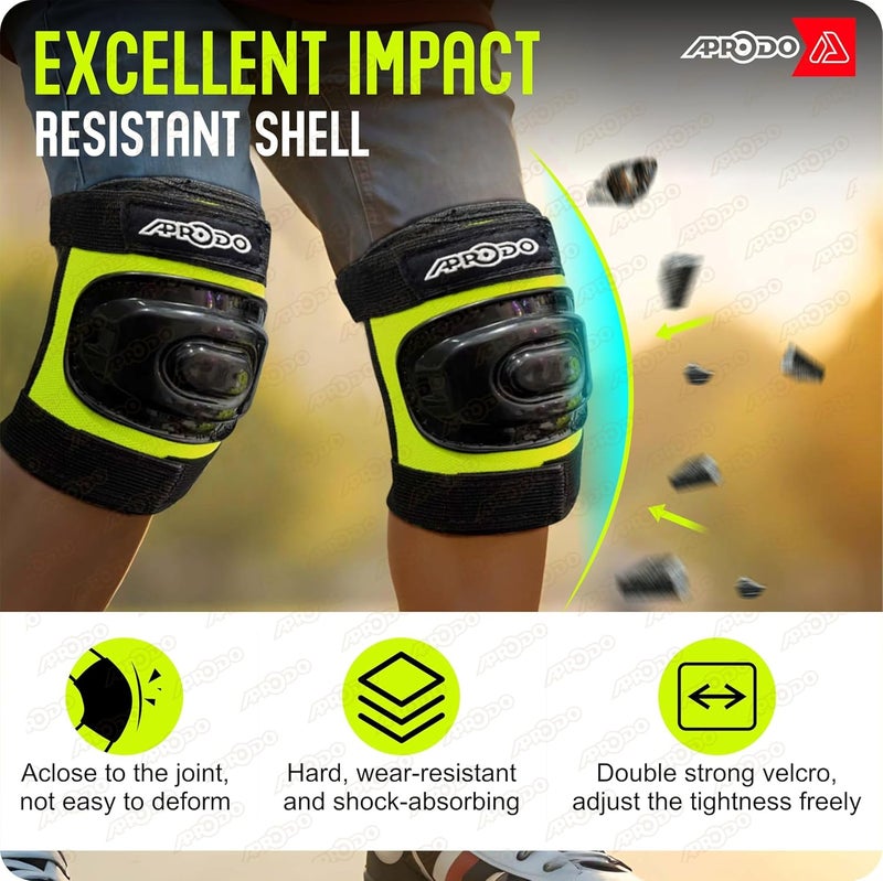 Aprodo Kids Protective Set Guard for Skating, Cycling & Skateboarding, (Suitable for Age Group 5 to 12 Years Old) (Neon Green) - Image 4