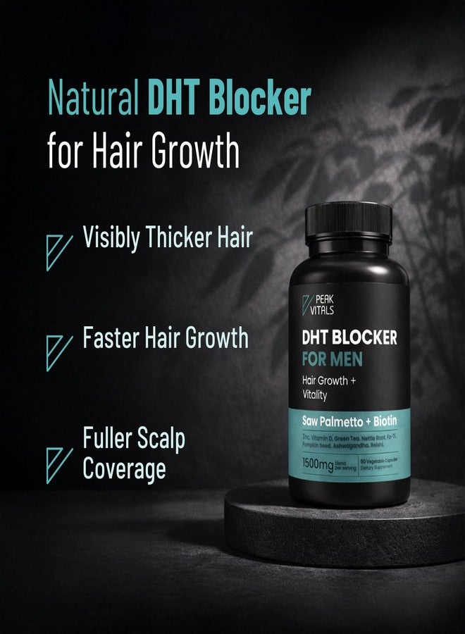 PEAK VITALS DHT Blocker for Men | Ultra Potent Hair Growth Formula | Saw Palmetto, Biotin, Pumpkin Seed, Herbal Extracts | Natural Hair Loss Supplements | Hair Regrowth Vitamins | Made in The USA | 90 Capsules - Image 2