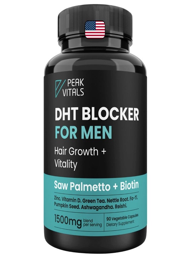 PEAK VITALS DHT Blocker for Men | Ultra Potent Hair Growth Formula | Saw Palmetto, Biotin, Pumpkin Seed, Herbal Extracts | Natural Hair Loss Supplements | Hair Regrowth Vitamins | Made in The USA | 90 Capsules - Image 1