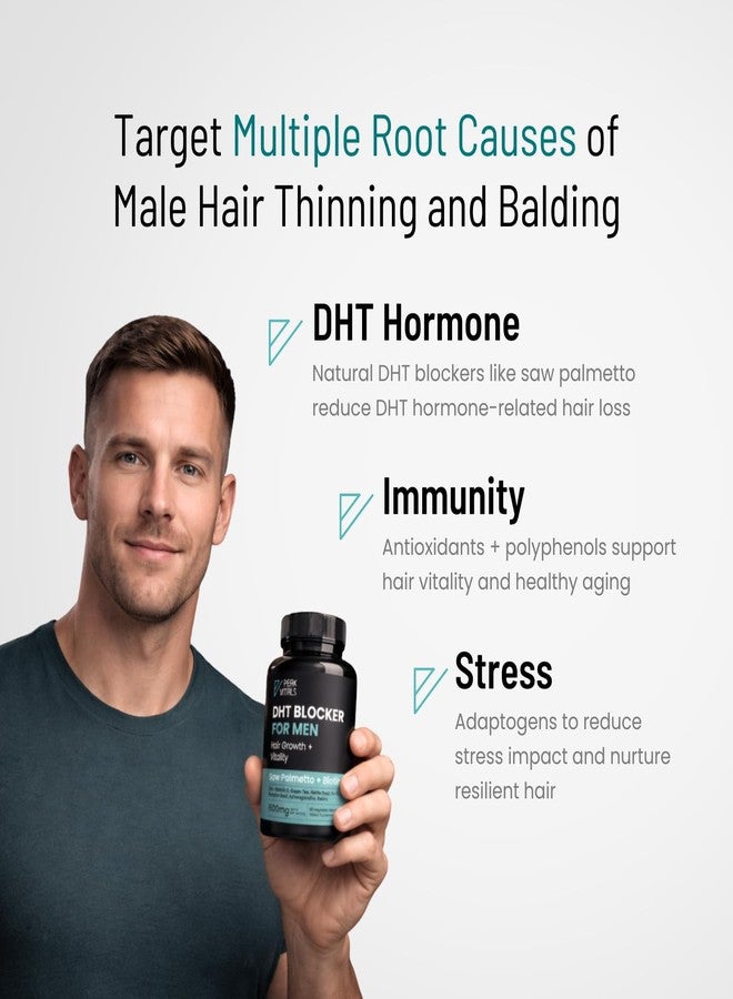 PEAK VITALS DHT Blocker for Men | Ultra Potent Hair Growth Formula | Saw Palmetto, Biotin, Pumpkin Seed, Herbal Extracts | Natural Hair Loss Supplements | Hair Regrowth Vitamins | Made in The USA | 90 Capsules - Image 4