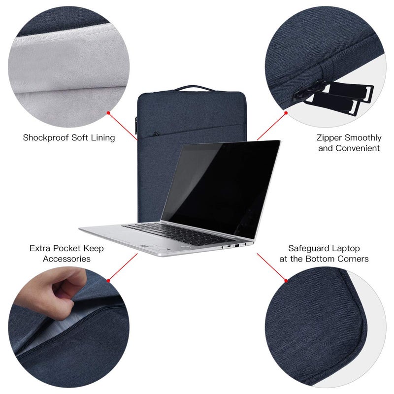 iKammo 14 Inch Laptop Briefcase Case Bag For Lenovo Flex 5 14""/Yoga C940 C740  Acer Chromebook/Lenovo Ideapad 3 14""  Dell Inspiron 14 5482/Hp Pavilion 14/ Hp Elitebook 840 Notebook Bag(Blue) - Image 4