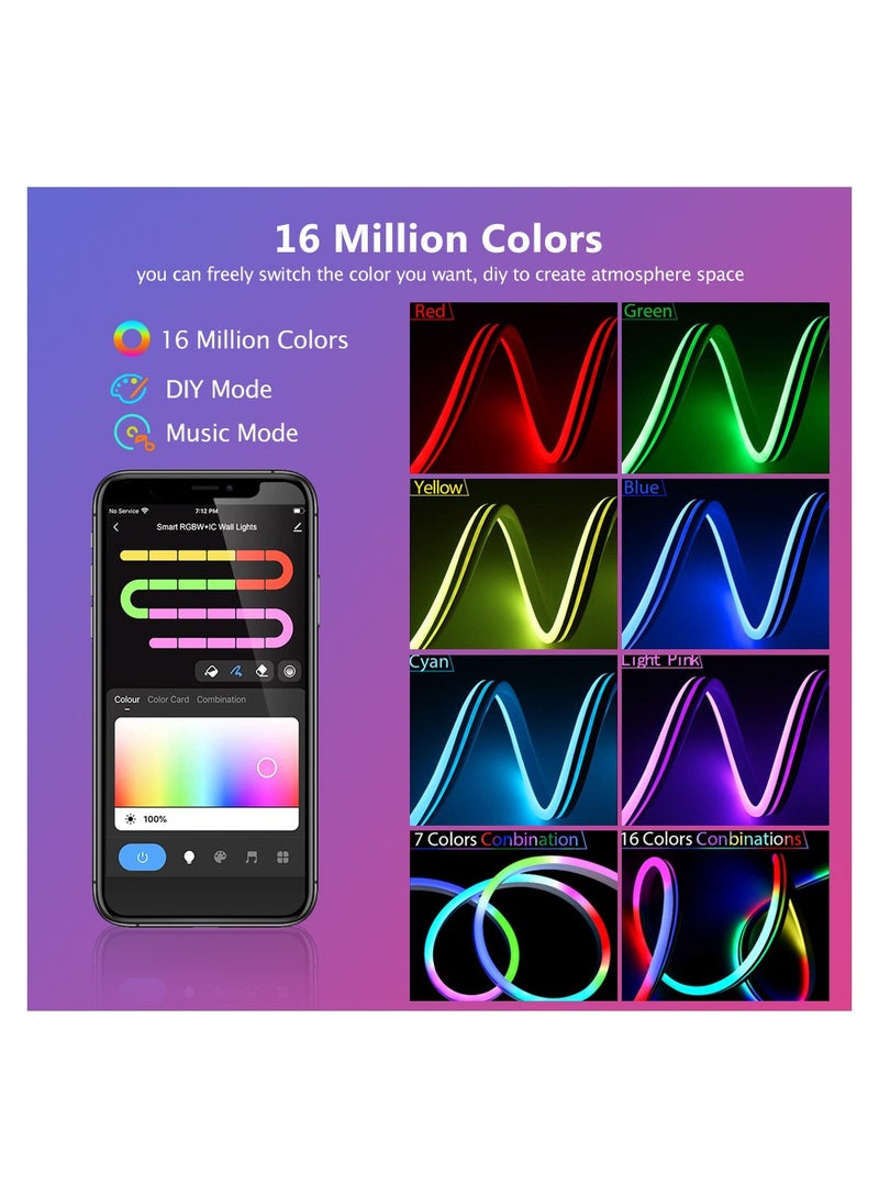 يان تي شريط إضاءة نيون ذكي من Tuya، شريط إضاءة LED 3M RGBIC WiFi؛ مقاوم للماء، مزامنة الموسيقى، شريط إضاءة قابل للانحناء بنفسك - Image 3