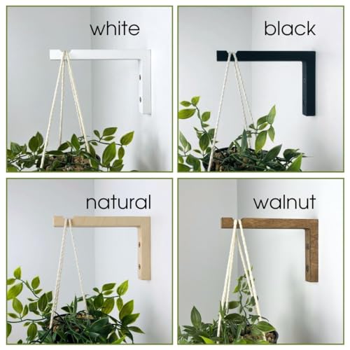 EvenWood 2Piece Set of Plant Hooks for Wall 6 Inch LShaped Mounted Wooden Plant Hook Indoor and Outdoor Bracket Plant Hanger for Planters Lanterns Bird Feeders and Plant Basket Walnut - Image 3