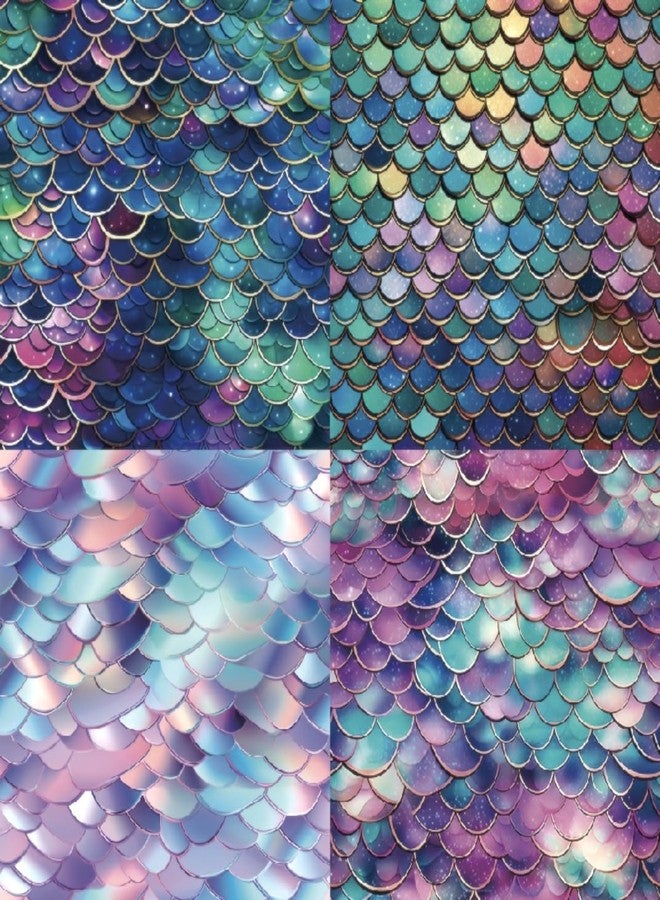 DESEACO Mermaid Themed Scrapbook Paper Pad 6x6 inches, Single-Sided Scales and Seashell Patterns Designs For Craft - 24 Decor Sheets - Image 4
